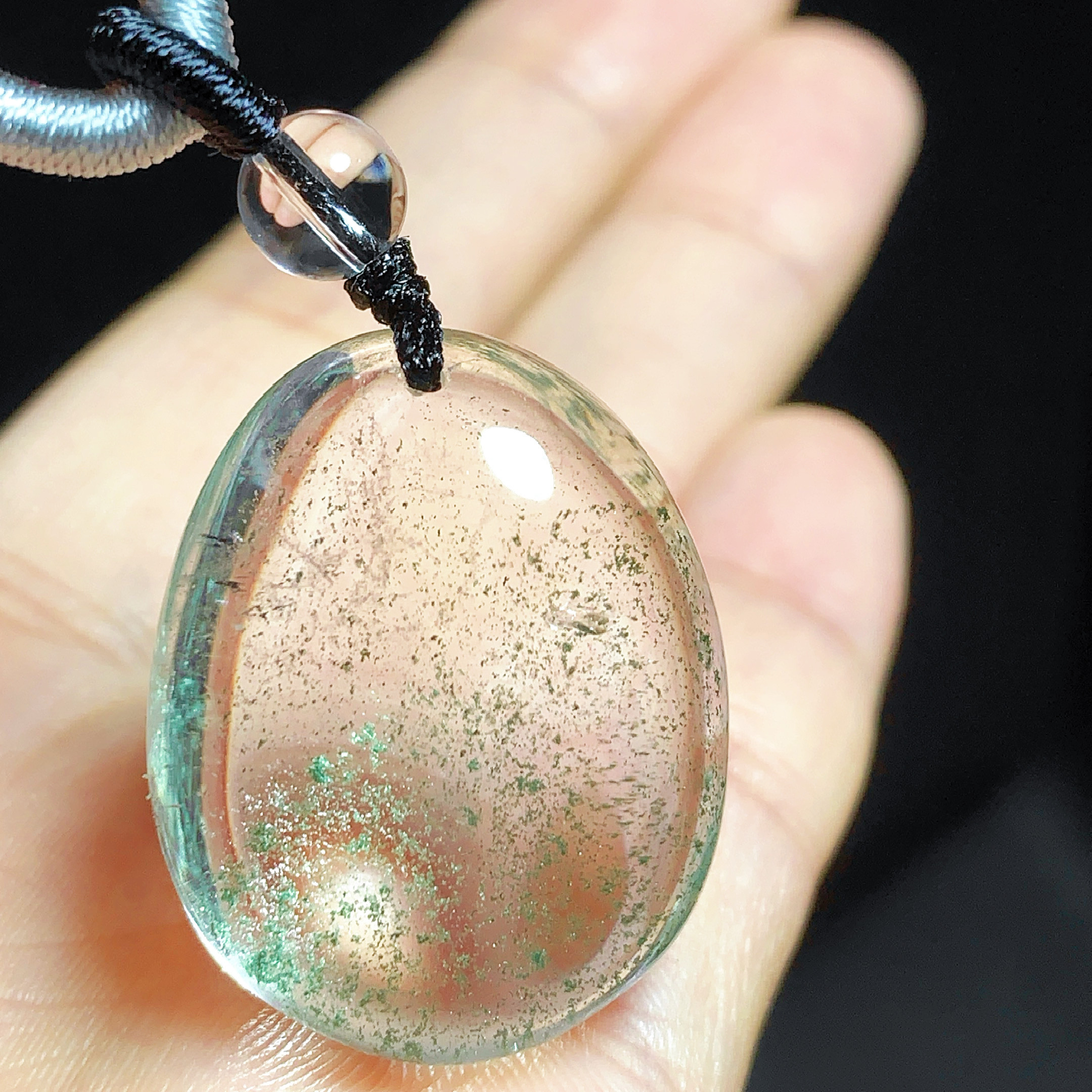 东海水晶天然绿幽灵吊坠男女款项链简约时尚百搭吊坠节日礼物挂坠