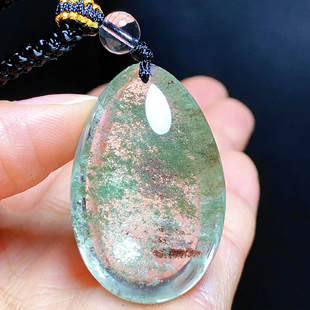 东海水晶天然绿幽灵吊坠男女款水滴项链时尚百搭吊坠节日礼物挂坠