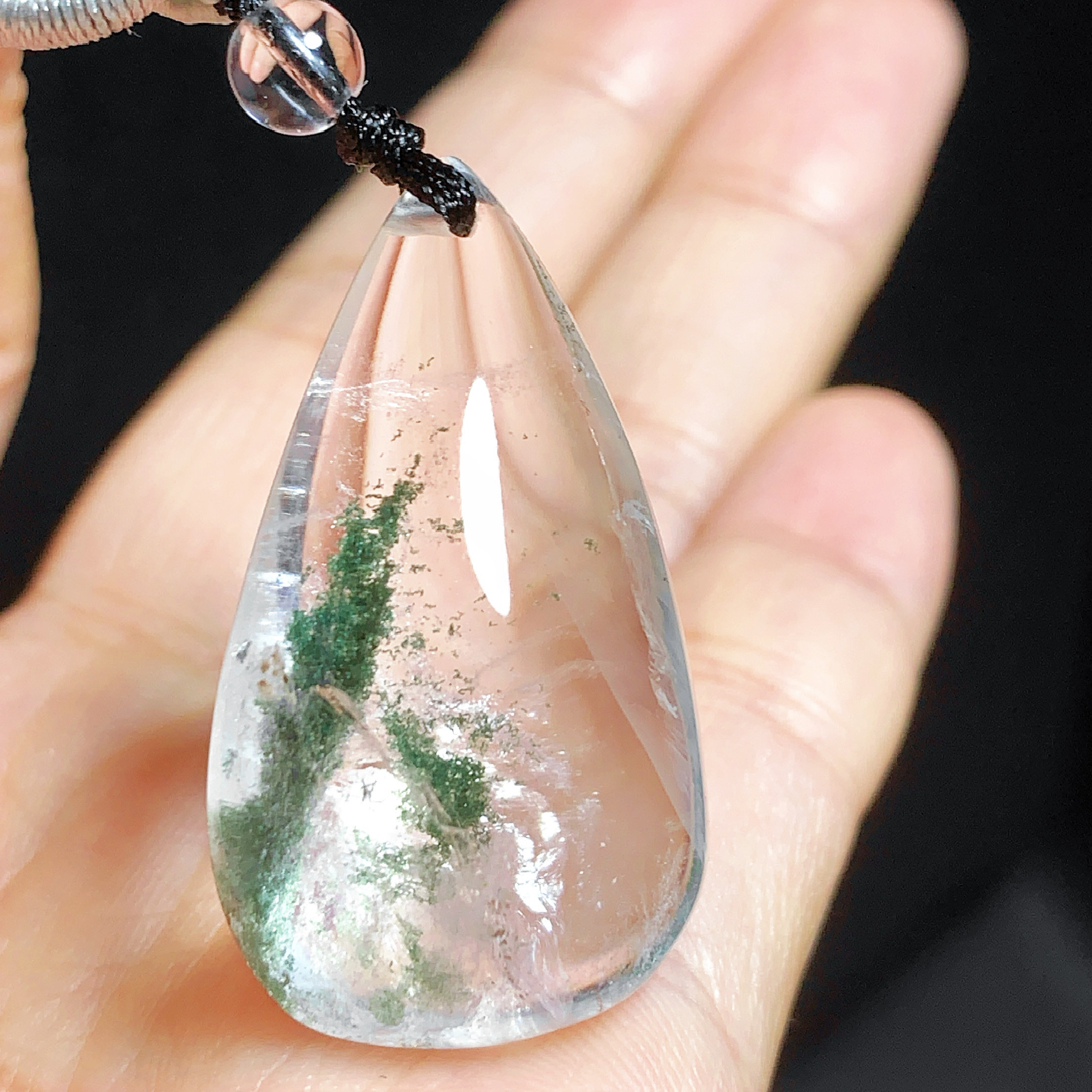 东海水晶天然绿幽灵吊坠男女款项链简约时尚百搭吊坠节日礼物挂坠