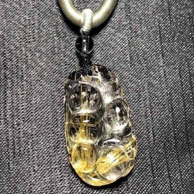 东海水晶天然金发晶钛晶水晶葫芦吊坠招财雕刻毛衣链项链挂坠礼物