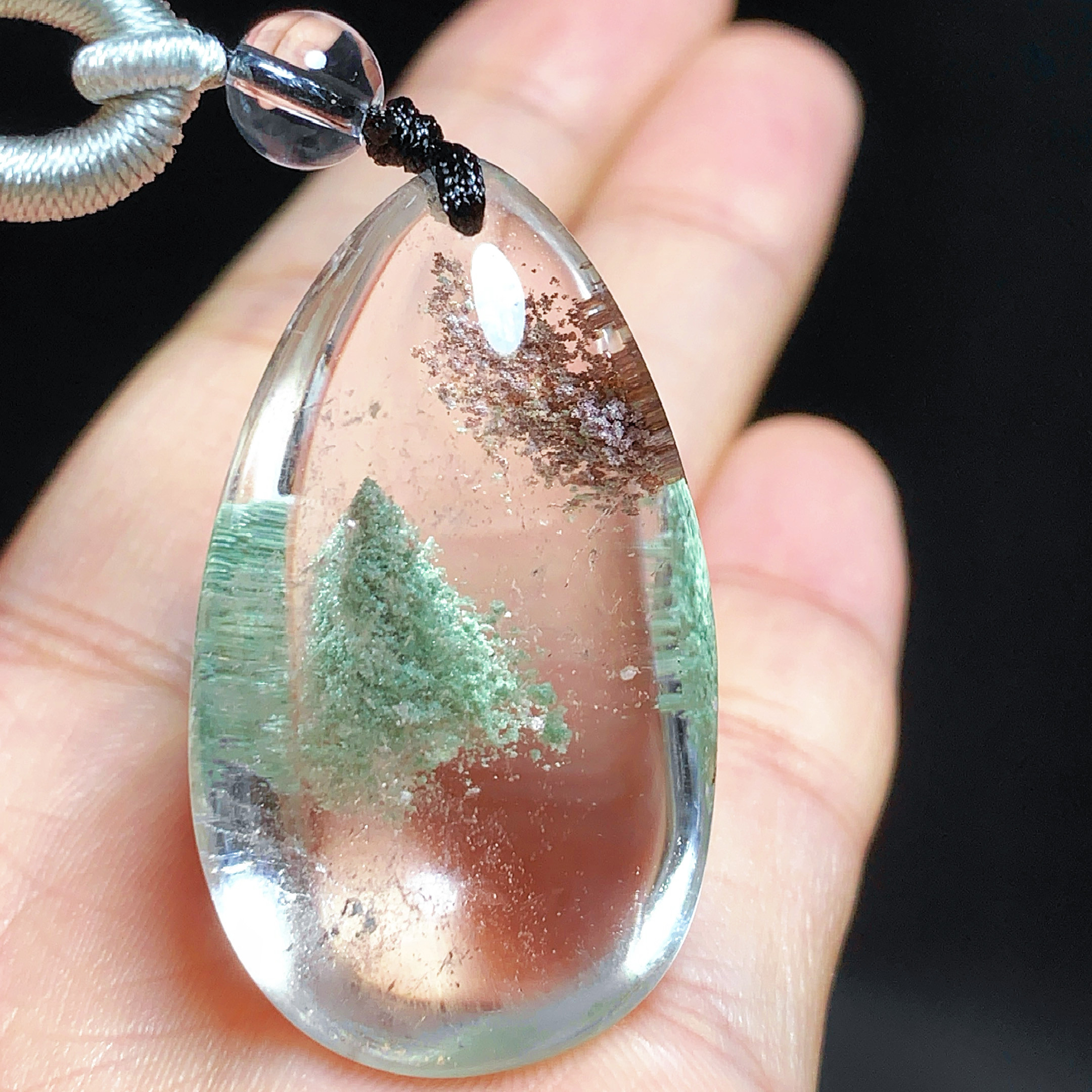 东海水晶天然绿幽灵吊坠男女款项链简约时尚百搭吊坠节日礼物挂坠