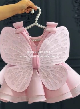 Children Dress女宝宝洋气可爱礼服粉色新款中小童周岁儿童公主裙