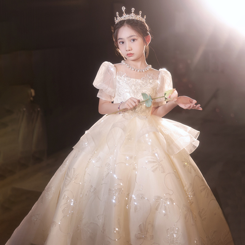 女童礼服轻奢小众生日公主裙花童婚礼钢琴演奏主持人儿童礼服