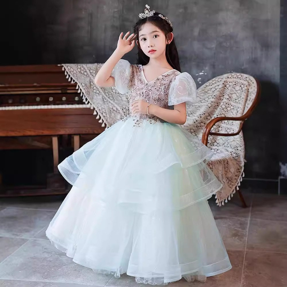 女童礼服公主裙洋气蓬蓬纱儿童时尚走秀主持人花童婚礼钢琴演奏服