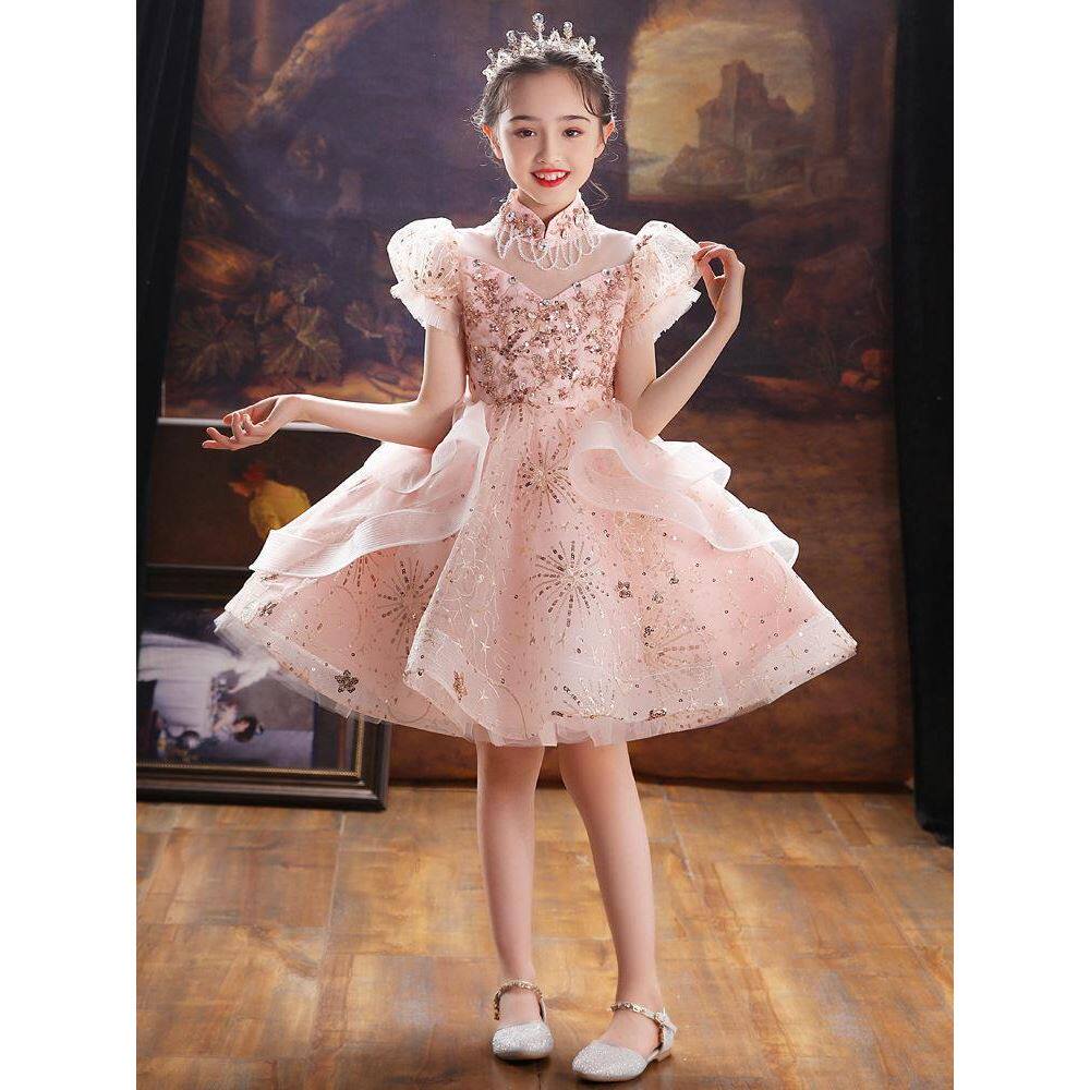 儿童礼服裙演出服2025新款女童生日公主裙婚纱花童连衣裙秋季