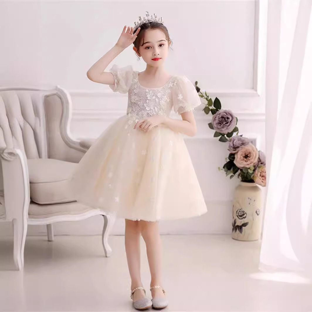女童礼服2025新款生日儿童主持人花童宝宝婚礼钢琴演奏公主裙六一