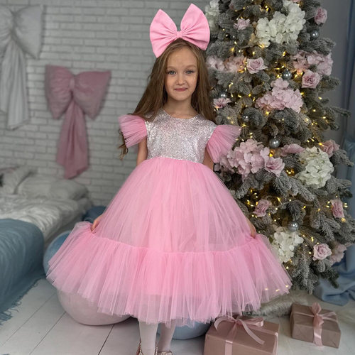 粉色女童礼服2026新款中小童网纱公主裙princess dress