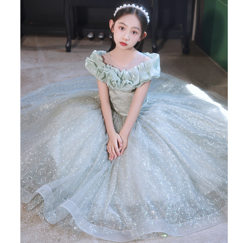 女童主持人礼服轻奢小众儿童走秀花童钢琴演奏演出服表演夏季