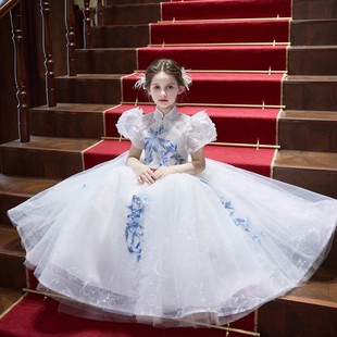 女童晚礼服少儿主持人轻奢小众十岁公主裙儿童钢琴演奏服
