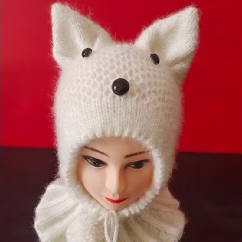 秋冬手工编织围脖可爱帽子童围巾材料包男女保暖子兔耳朵帽防风