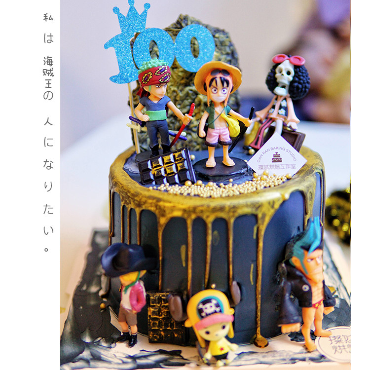 烘焙蛋糕装饰海贼王路飞乔巴火影忍者6款人偶动漫模型生日摆件