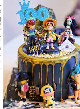 烘焙蛋糕装饰海贼王路飞乔巴火影忍者6款人偶动漫模型生日摆件