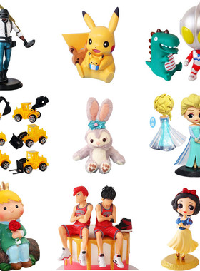 卡通白雪公主生日蛋糕装饰祝寿爱莎皮卡丘小王子叮当猫工程车摆件