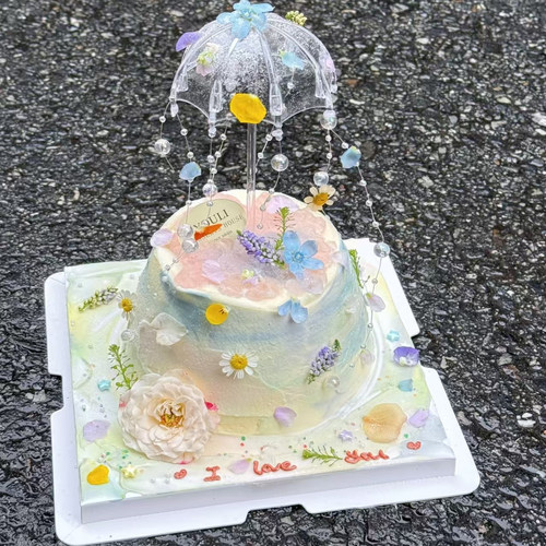 网红梦幻透明雨伞蛋糕装饰