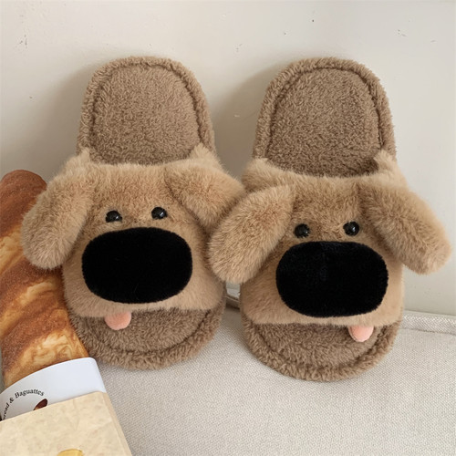 细细条趣味搞怪煎饼狗子棉拖鞋