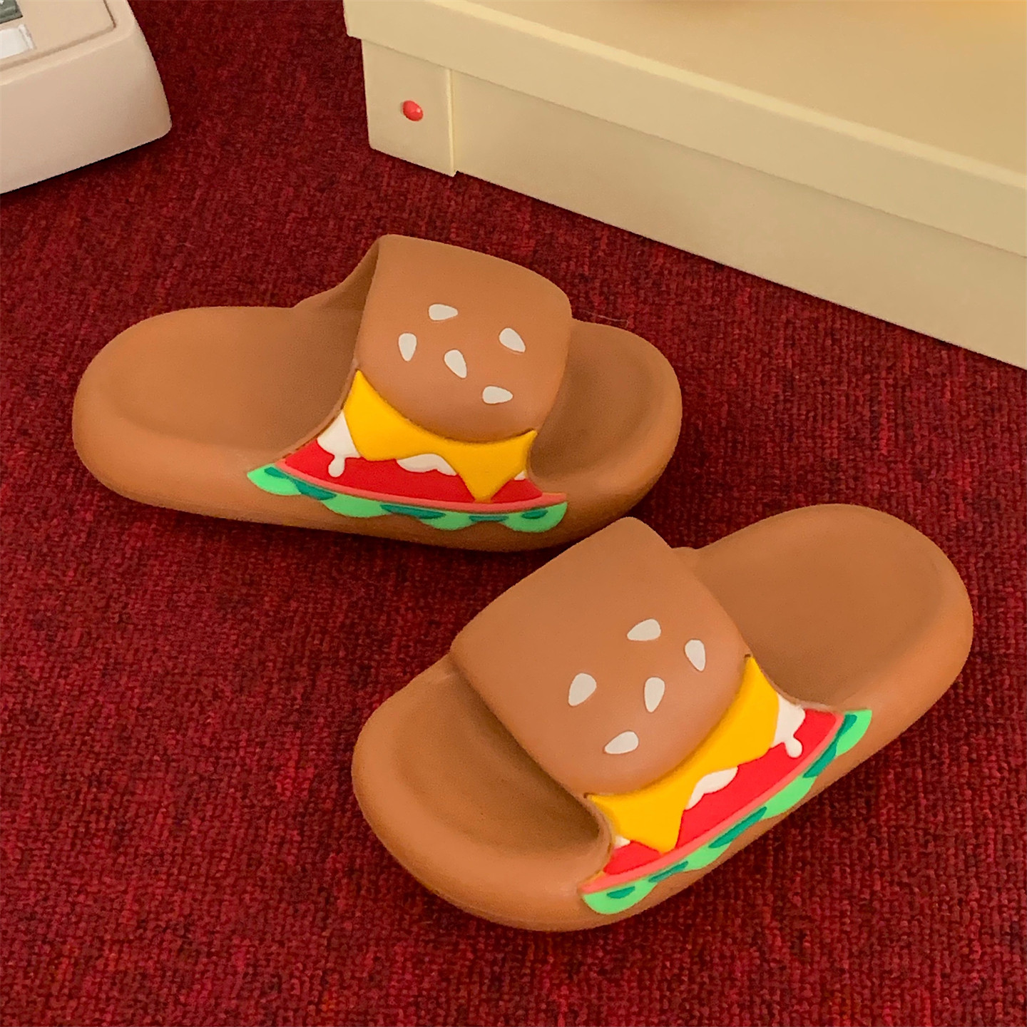 休闲防滑室内外男女凉拖可爱汉堡儿童一字夏eva足弓厚底亲子拖鞋,居家布艺,居家亲子拖鞋,淘宝优惠券,粉丝福利购,淘宝优惠卷