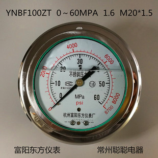 富阳东方耐震304轴向带边压力表 0～60MPA M20 1.5杭州 YNBF100ZT