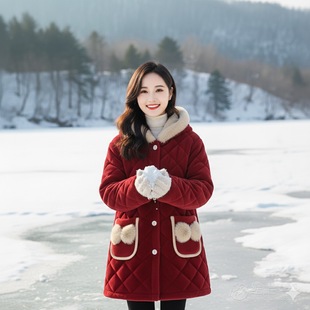 新款冬季中长款加绒加厚外套保暖大褂棉服棉衣时尚外穿棉袄罩衣
