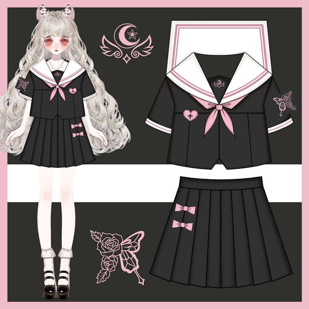 【夜语玫瑰】城南诗中意原创黑粉正统jk制服裙学生夏季水手服套装