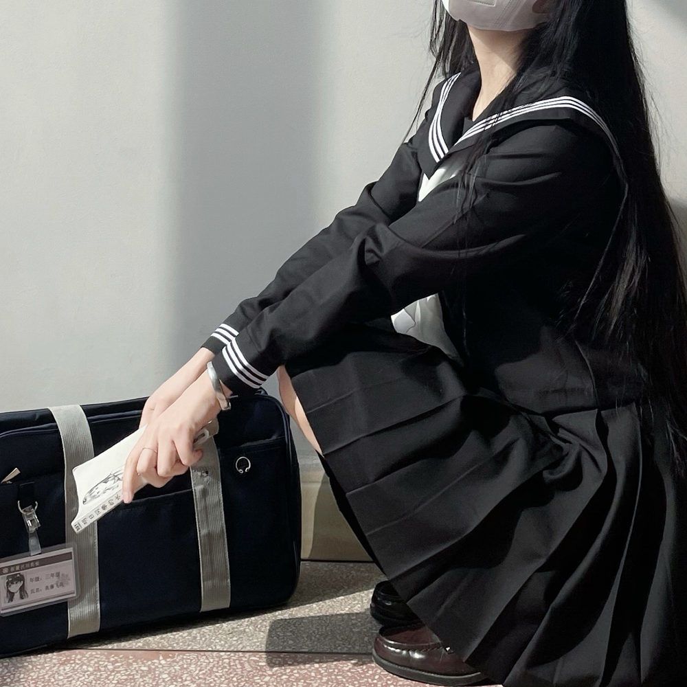 【神北JK】正统黑三本基础款jk制服套装正版水手服中间服学生校服