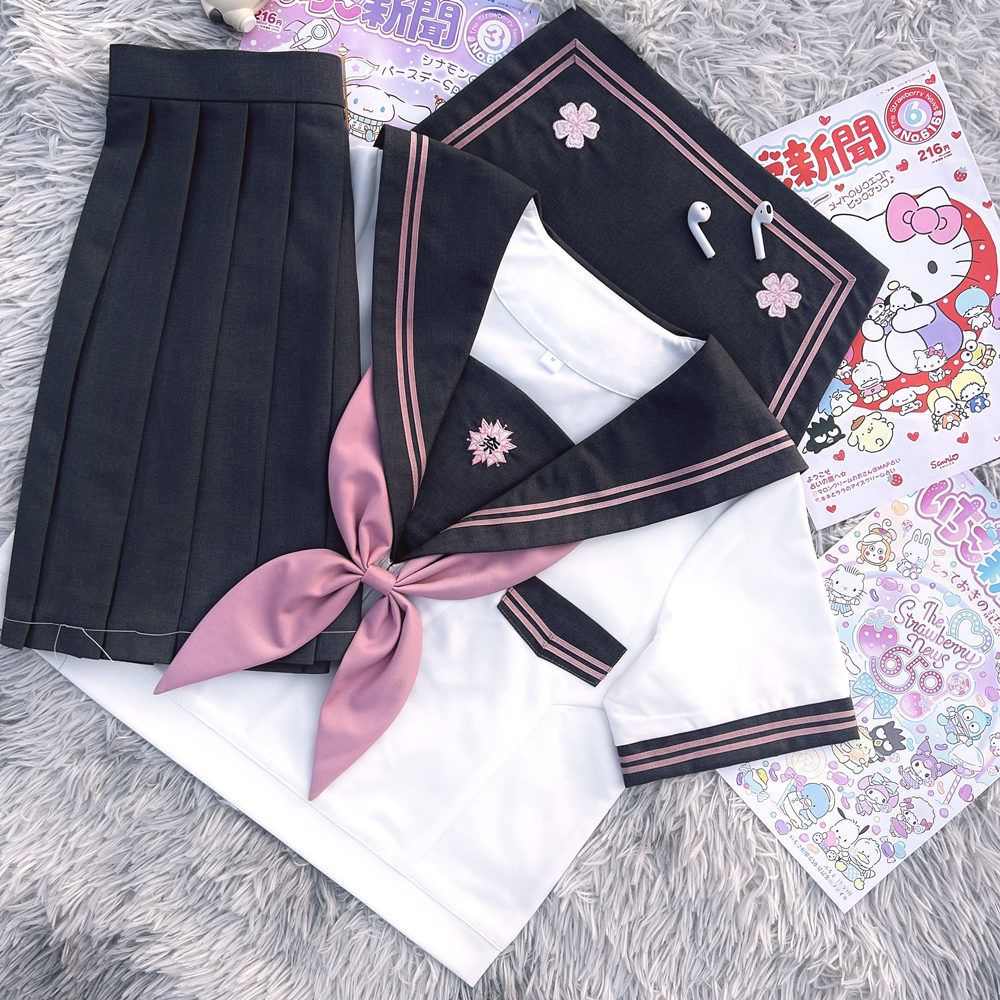 【奈良樱】猫腻JK社正品水手服jk制服学院风校供感长短袖套装全套