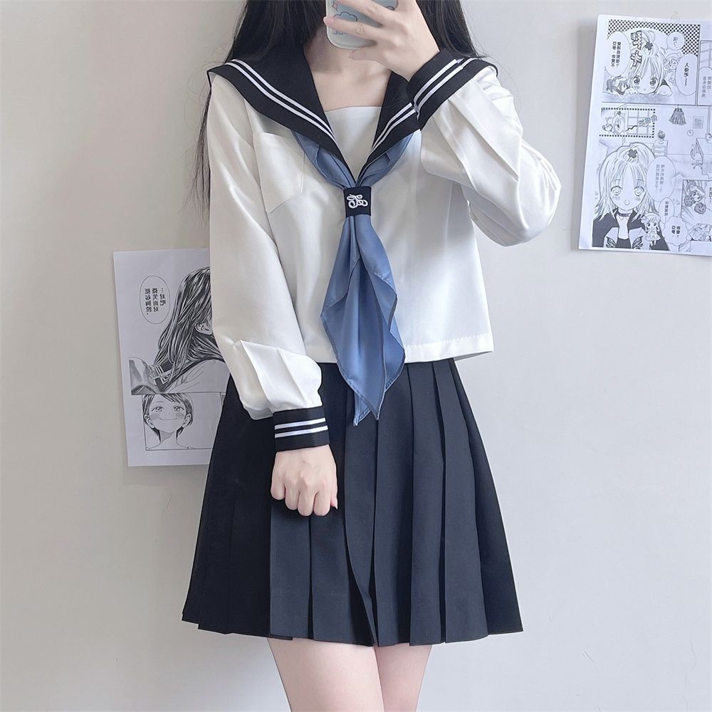 原创JK基础款校园漫画制服套装白二本学院风校供感水手服女校服