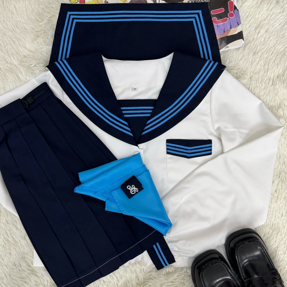 珐财儿原创jk制服夏季三本水手服校供学生套装学院日系短袖校服JK