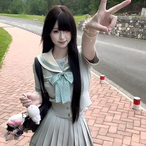 桃花兔JK【青柠羽】原创JK制服套装夏季收腰水手服短裙日系学院风