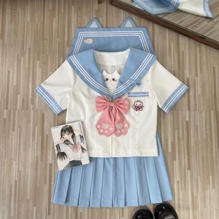 【海盐喵喵】知半城正版原创可爱幼稚园水手服套装甜美短袖jk制服