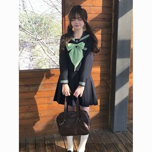 【薄荷雨】原创正版日系jk制服套装全套学院水手服绀色套装百褶裙