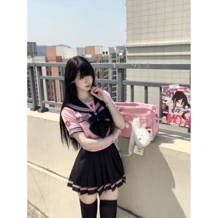 狐兔原创【恋爱结蕾】正版jk制服女裙套装粉色收腰水手服中间服