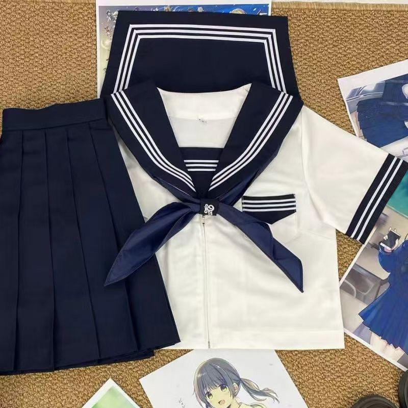 白三本短袖正统原创jk套装公主学院制服日系水手服基础款中间基础