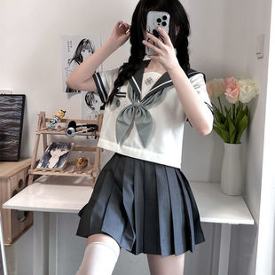 【樱木子】原创 夏野 灰色水手服jk制服秋日系学生学院风正版套装