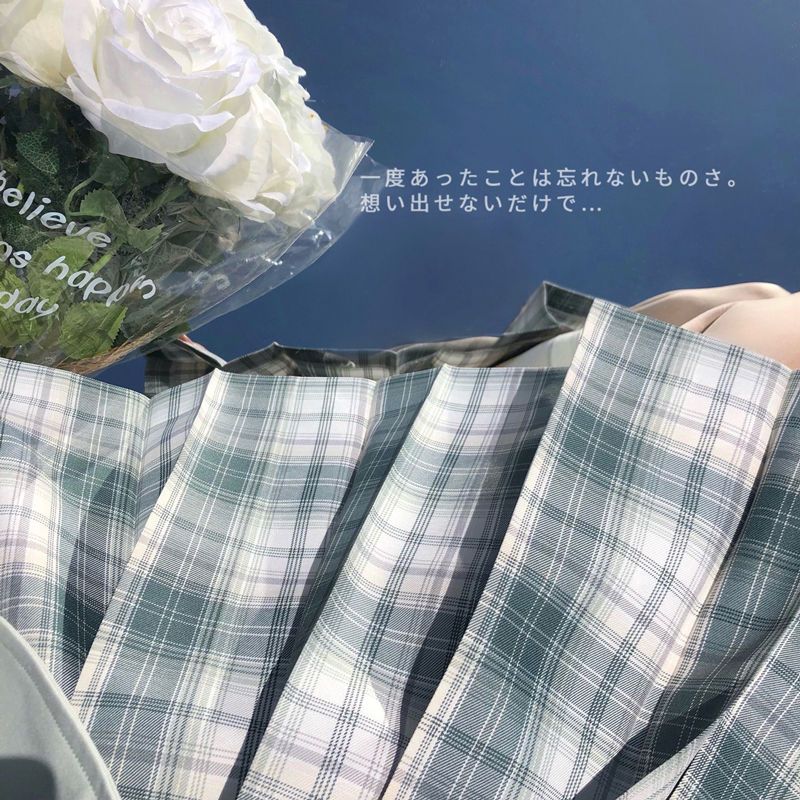 空栗鼠丸【青柠】原创正版jk格裙日系学院风高腰百褶短裙衬衫套装