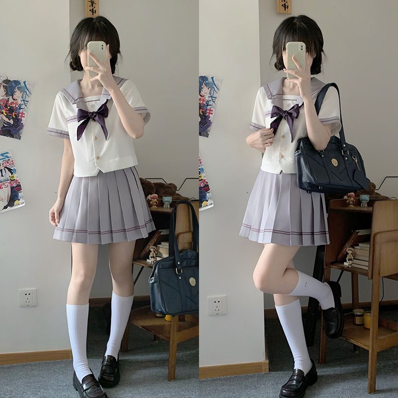 原创【花鸢女子】水手服JK制服短袖襟线裙短裙夏季套装可爱甜美