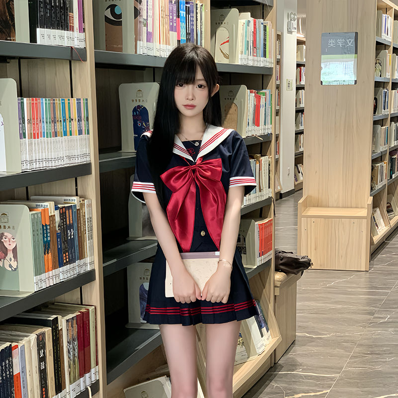 【桑莓果】樱之森jk套装水手服原创正版绀色中间服学院风百褶裙