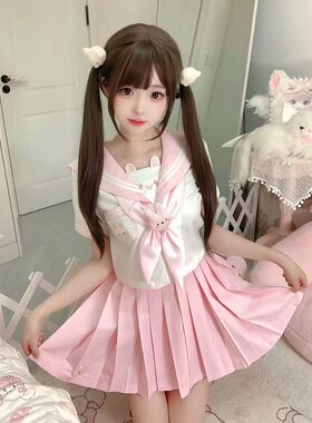甜嗑原创欧咪兔jk制服萌款幼稚园学院风甜美水手服短袖套装女正版