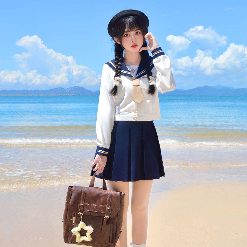 【呤岚中】鸣呤兔原创正品水手服JK制服学院风长款可爱制服新套装