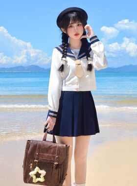 【呤岚中】鸣呤兔原创正品水手服JK制服学院风长款可爱制服新套装