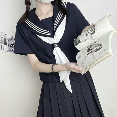 叶子江原创jk制服裙基础款夏季套装长裙水手服绀三本二本中间服