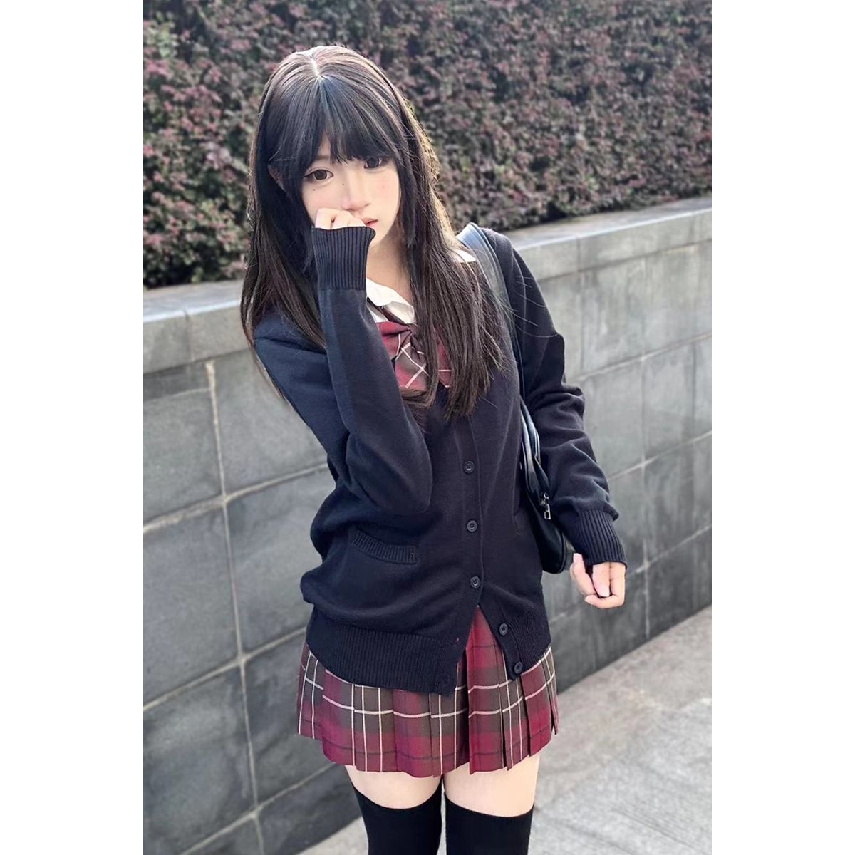 甜嗑原创jk制服美拉德秋冬套装毛衣开衫外套格裙衬衫百搭校供感女