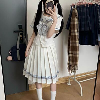 lulucake小栀日系学院风收腰水手服女短袖上衣JK制服套装原创正版