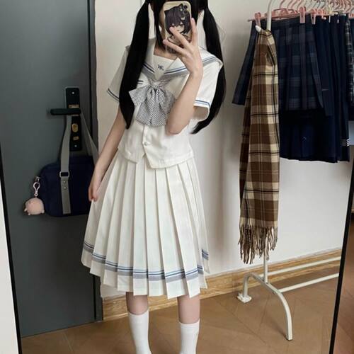 lulucake小栀日系学院风收腰水手服女短袖上衣JK制服套装原创正版