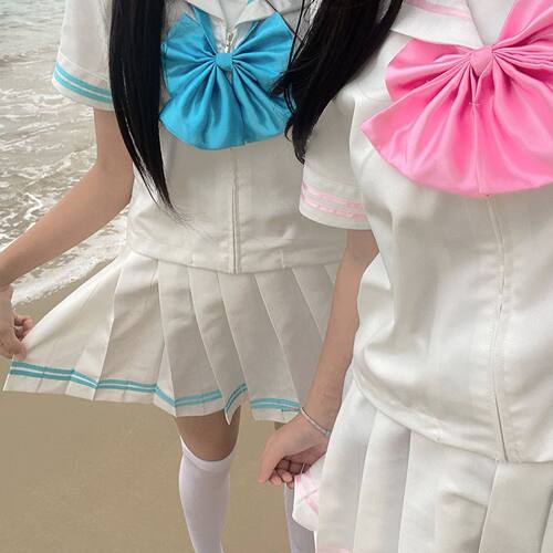 稀有款水手服粉蓝双色.JK制服两件套蝴蝶结短袖bodyline复刻