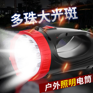 12灯LED充电手电筒 二档户外强光探照灯露营照明灯手提手电筒头灯