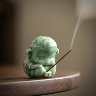 香插香托茶宠茶台摆件线沉香檀香陶瓷香薰炉文创礼品越窑青瓷大圣