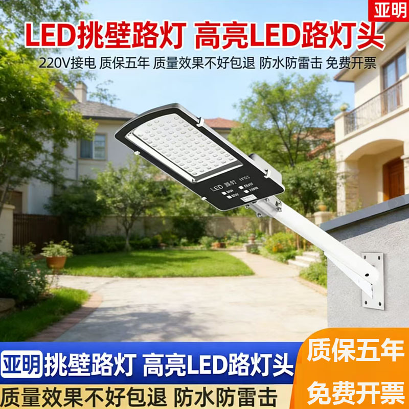 进口高亮路灯头led挑壁防水