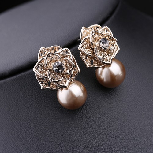 夸张复古925银针时尚风珍珠耳环