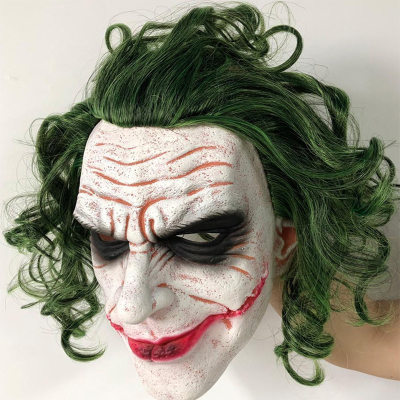 蝙蝠侠黑暗骑士希斯莱杰发光小丑Joker恐怖面具万圣节Cosplay头套