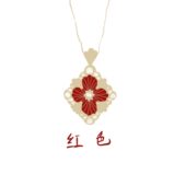 高版 布家opera雕花项链歌剧V金镀18K四叶草白贝拉丝宫廷风